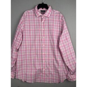 Lauren Ralph Lauren Shirt Men's 18.5 38/39 Pink Plaid Button Up Tall Fit 4072